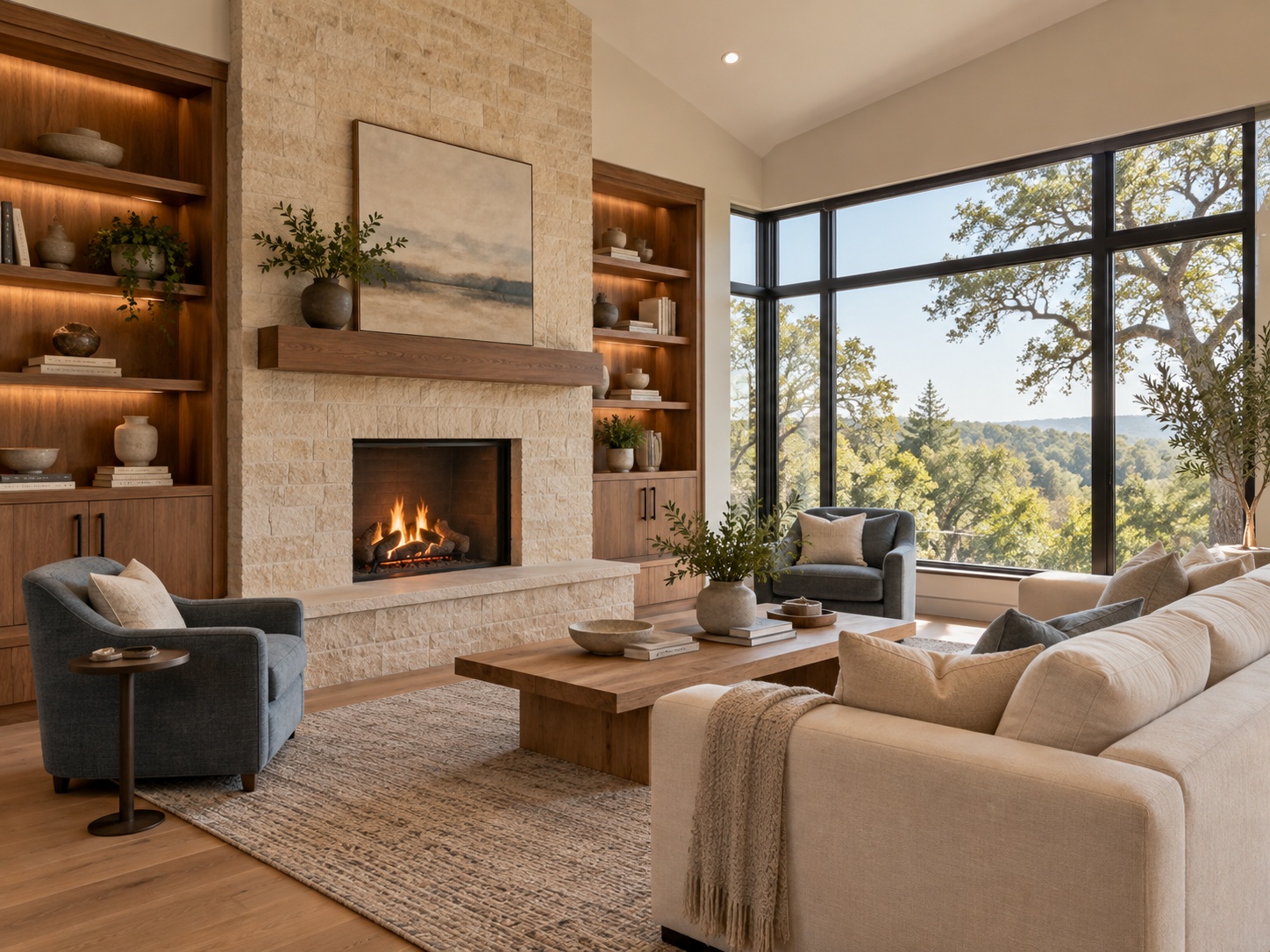 Finished interior illustrating coordinated architecture, materials, and construction